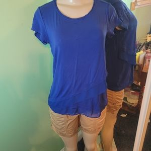 Express Smurf Blue top with layers of sheer